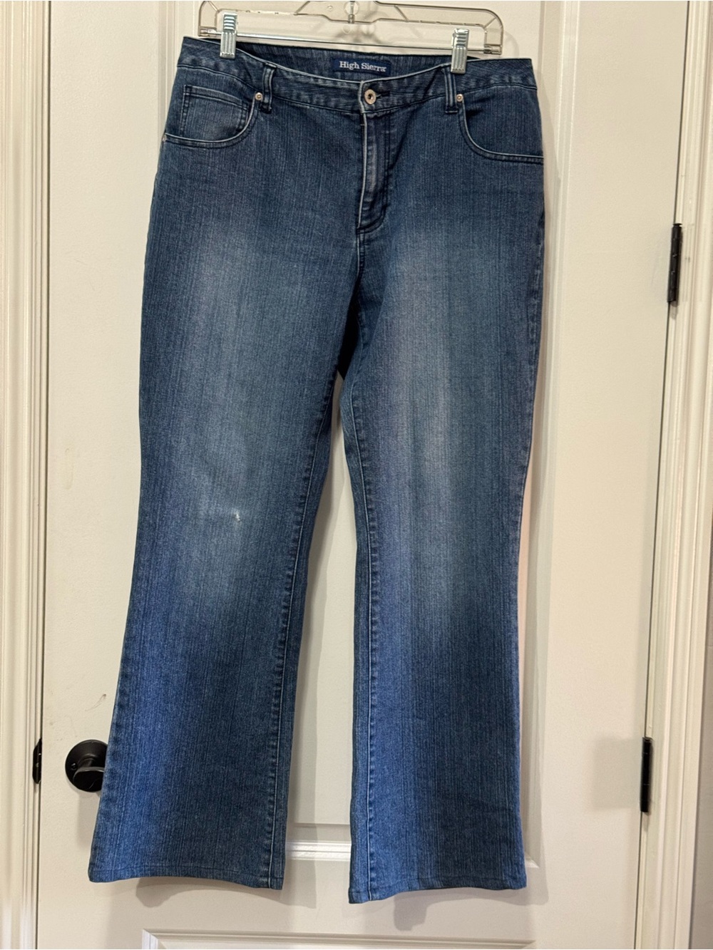 High Sierra Women's Dark Blue Bootcut Jeans Rise 10, waist 17”, inseam 28